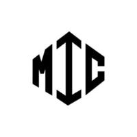 création de logo de lettre micro avec forme de polygone. création de logo en forme de polygone et de cube de micro. modèle de logo vectoriel mic hexagone couleurs blanches et noires. monogramme de micro, logo d'entreprise et immobilier.
