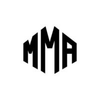 création de logo de lettre mma avec forme de polygone. création de logo en forme de polygone et de cube mma. modèle de logo vectoriel mma hexagone couleurs blanches et noires. monogramme mma, logo d'entreprise et immobilier.