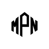 création de logo de lettre mpn avec forme de polygone. création de logo en forme de polygone et de cube mpn. modèle de logo vectoriel mpn hexagone couleurs blanches et noires. monogramme mpn, logo d'entreprise et immobilier.