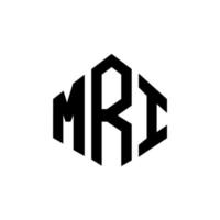 création de logo de lettre mri avec forme de polygone. création de logo en forme de polygone et de cube irm. modèle de logo vectoriel irm hexagone couleurs blanches et noires. monogramme mri, logo d'entreprise et immobilier.