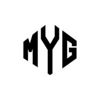 création de logo de lettre myg avec forme de polygone. création de logo en forme de polygone et de cube myg. modèle de logo vectoriel myg hexagone couleurs blanches et noires. monogramme myg, logo d'entreprise et immobilier.