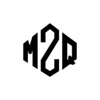 création de logo de lettre mzq avec forme de polygone. création de logo en forme de polygone et de cube mzq. modèle de logo vectoriel hexagonal mzq couleurs blanches et noires. monogramme mzq, logo d'entreprise et immobilier.