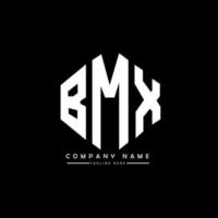 création de logo de lettre bmx avec forme de polygone. création de logo en forme de polygone et de cube bmx. modèle de logo vectoriel bmx hexagone couleurs blanches et noires. monogramme bmx, logo d'entreprise et immobilier.