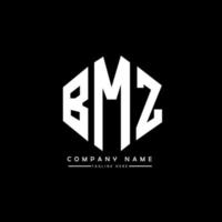 création de logo de lettre bmz avec forme de polygone. création de logo en forme de polygone et de cube bmz. modèle de logo vectoriel bmz hexagone couleurs blanches et noires. monogramme bmz, logo d'entreprise et immobilier.