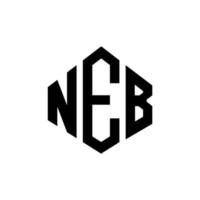 création de logo de lettre neb avec forme de polygone. création de logo en forme de polygone et de cube neb. modèle de logo vectoriel neb hexagone couleurs blanches et noires. monogramme neb, logo d'entreprise et immobilier.