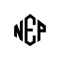 création de logo de lettre nep avec forme de polygone. création de logo en forme de polygone et de cube nep. modèle de logo vectoriel nep hexagone couleurs blanches et noires. monogramme nep, logo d'entreprise et immobilier.