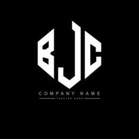 création de logo de lettre bjc avec forme de polygone. création de logo en forme de polygone et de cube bjc. modèle de logo vectoriel bjc hexagone couleurs blanches et noires. monogramme bjc, logo d'entreprise et immobilier.