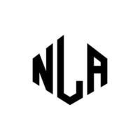 création de logo de lettre nla avec forme de polygone. création de logo en forme de polygone et de cube nla. modèle de logo vectoriel nla hexagone couleurs blanches et noires. monogramme nla, logo d'entreprise et immobilier.