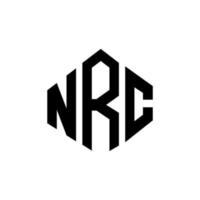 création de logo de lettre nrc avec forme de polygone. création de logo en forme de polygone et de cube du nrc. modèle de logo vectoriel nrc hexagone couleurs blanches et noires. monogramme nrc, logo commercial et immobilier.