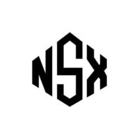 création de logo de lettre nsx avec forme de polygone. création de logo en forme de polygone et de cube nsx. modèle de logo vectoriel nsx hexagone couleurs blanches et noires. monogramme nsx, logo d'entreprise et immobilier.