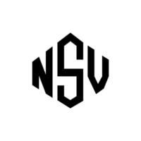 création de logo de lettre nsv avec forme de polygone. création de logo en forme de polygone et de cube nsv. modèle de logo vectoriel nsv hexagone couleurs blanches et noires. monogramme nsv, logo d'entreprise et immobilier.