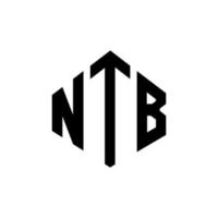 création de logo de lettre ntb avec forme de polygone. création de logo en forme de polygone et de cube ntb. modèle de logo vectoriel ntb hexagone couleurs blanches et noires. monogramme ntb, logo commercial et immobilier.