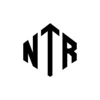 création de logo de lettre ntr avec forme de polygone. création de logo en forme de polygone et de cube ntr. modèle de logo vectoriel ntr hexagone couleurs blanches et noires. monogramme ntr, logo d'entreprise et immobilier.