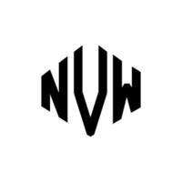 création de logo de lettre nvw avec forme de polygone. création de logo en forme de polygone et de cube nvw. modèle de logo vectoriel nvw hexagone couleurs blanches et noires. monogramme nvw, logo commercial et immobilier.