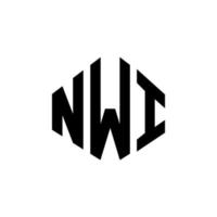 création de logo de lettre nwi avec forme de polygone. création de logo en forme de polygone et de cube nwi. modèle de logo vectoriel nwi hexagone couleurs blanches et noires. monogramme nwi, logo d'entreprise et immobilier.