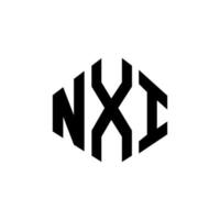 création de logo de lettre nxi avec forme de polygone. création de logo en forme de polygone et de cube nxi. modèle de logo vectoriel nxi hexagone couleurs blanches et noires. monogramme nxi, logo d'entreprise et immobilier.