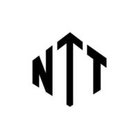 création de logo de lettre ntt avec forme de polygone. création de logo en forme de polygone et de cube ntt. modèle de logo vectoriel ntt hexagone couleurs blanches et noires. monogramme ntt, logo d'entreprise et immobilier.