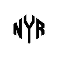 création de logo de lettre nyr avec forme de polygone. création de logo en forme de polygone et de cube nyr. modèle de logo vectoriel nyr hexagone couleurs blanches et noires. monogramme nyr, logo d'entreprise et immobilier.