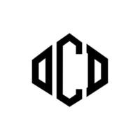 création de logo de lettre ocd avec forme de polygone. création de logo en forme de polygone et de cube ocd. modèle de logo vectoriel ocd hexagone couleurs blanches et noires. monogramme ocd, logo d'entreprise et immobilier.