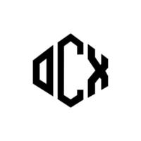 création de logo de lettre ocx avec forme de polygone. création de logo en forme de polygone et de cube ocx. modèle de logo vectoriel ocx hexagone couleurs blanches et noires. monogramme ocx, logo d'entreprise et immobilier.