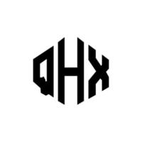 création de logo de lettre qhx avec forme de polygone. création de logo en forme de polygone et de cube qhx. modèle de logo vectoriel qhx hexagone couleurs blanches et noires. monogramme qhx, logo d'entreprise et immobilier.