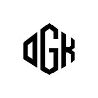 création de logo de lettre ogk avec forme de polygone. création de logo en forme de polygone et de cube ogk. modèle de logo vectoriel ogk hexagone couleurs blanches et noires. monogramme ogk, logo d'entreprise et immobilier.