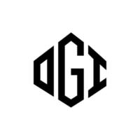 création de logo de lettre ogi avec forme de polygone. création de logo en forme de polygone et de cube ogi. modèle de logo vectoriel ogi hexagone couleurs blanches et noires. monogramme ogi, logo d'entreprise et immobilier.