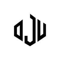 création de logo de lettre oju avec forme de polygone. création de logo en forme de polygone et de cube oju. modèle de logo vectoriel oju hexagone couleurs blanches et noires. monogramme oju, logo d'entreprise et immobilier.