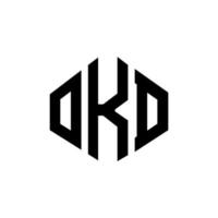 création de logo de lettre okd avec forme de polygone. création de logo en forme de polygone et de cube okd. modèle de logo vectoriel okd hexagone couleurs blanches et noires. monogramme okd, logo d'entreprise et immobilier.