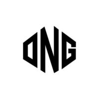 création de logo de lettre longue avec forme de polygone. création de logo en forme de polygone et de cube. ong modèle de logo vectoriel hexagone couleurs blanches et noires. ong monogramme, logo d'entreprise et immobilier.