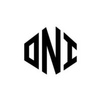 création de logo de lettre oni avec forme de polygone. création de logo en forme de polygone et de cube oni. modèle de logo vectoriel oni hexagone couleurs blanches et noires. monogramme oni, logo d'entreprise et immobilier.