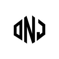 création de logo de lettre onj avec forme de polygone. création de logo en forme de polygone et de cube onj. modèle de logo vectoriel onj hexagone couleurs blanches et noires. monogramme onj, logo d'entreprise et immobilier.