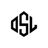 création de logo de lettre osl avec forme de polygone. création de logo en forme de polygone et de cube osl. modèle de logo vectoriel osl hexagone couleurs blanches et noires. monogramme osl, logo d'entreprise et immobilier.