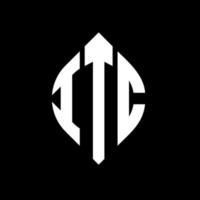 création de logo de lettre de cercle itc avec forme de cercle et d'ellipse. itc lettres ellipse avec style typographique. les trois initiales forment un logo circulaire. itc cercle emblème abstrait monogramme lettre marque vecteur. vecteur