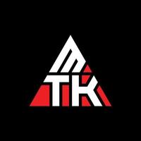 création de logo de lettre triangle mtk avec forme de triangle. monogramme de conception de logo triangle mtk. modèle de logo vectoriel triangle mtk avec couleur rouge. logo triangulaire mtk logo simple, élégant et luxueux.