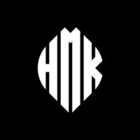 création de logo de lettre de cercle hmk avec forme de cercle et d'ellipse. lettres d'ellipse hmk avec style typographique. les trois initiales forment un logo circulaire. hmk cercle emblème abstrait monogramme lettre marque vecteur. vecteur