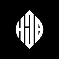 création de logo de lettre de cercle hjb avec forme de cercle et d'ellipse. lettres hjb ellipse avec style typographique. les trois initiales forment un logo circulaire. hjb cercle emblème abstrait monogramme lettre marque vecteur. vecteur