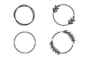 un ensemble de cadres de cercle graphiques vectoriels. couronnes pour la conception, modèle de logo. branches, points.