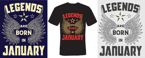 les légendes sont nées en janvier conception de t-shirt pour janvier