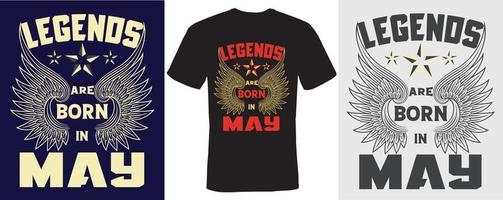 les légendes sont nées en mai conception de t-shirt pour mai vecteur