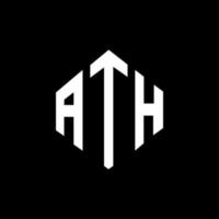 création de logo de lettre ath avec forme de polygone. création de logo en forme de polygone et de cube. modèle de logo vectoriel ath hexagone couleurs blanches et noires. monogramme ath, logo d'entreprise et immobilier.