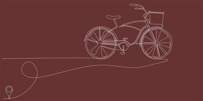 icône de ligne vecteur dessin au trait continu de la ligne de vélo de la route de la maison d'oulis avec point de départ et sentier à une seule ligne - illustration vectorielle. - vecteur