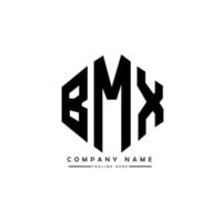 création de logo de lettre bmx avec forme de polygone. création de logo en forme de polygone et de cube bmx. modèle de logo vectoriel bmx hexagone couleurs blanches et noires. monogramme bmx, logo d'entreprise et immobilier.