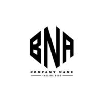création de logo de lettre bna avec forme de polygone. création de logo en forme de polygone et de cube bna. modèle de logo vectoriel bna hexagone couleurs blanches et noires. monogramme bna, logo d'entreprise et immobilier.
