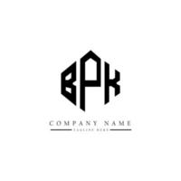 création de logo de lettre bpk avec forme de polygone. création de logo en forme de polygone et de cube bpk. modèle de logo vectoriel hexagone bpk couleurs blanches et noires. monogramme bpk, logo d'entreprise et immobilier.