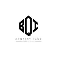 création de logo de lettre bqi avec forme de polygone. création de logo en forme de polygone et de cube bqi. modèle de logo vectoriel bqi hexagone couleurs blanches et noires. monogramme bqi, logo commercial et immobilier.