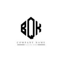 création de logo de lettre bqk avec forme de polygone. création de logo en forme de polygone et de cube bqk. modèle de logo vectoriel bqk hexagone couleurs blanches et noires. monogramme bqk, logo d'entreprise et immobilier.