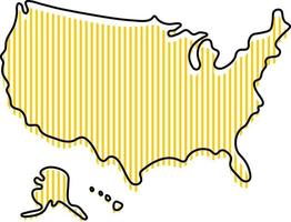 carte simple stylisée de l'icône des états-unis. vecteur