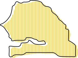 carte simple stylisée de l'icône du sénégal. vecteur
