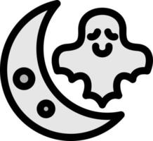 icône remplie de ligne de lune halloween vecteur